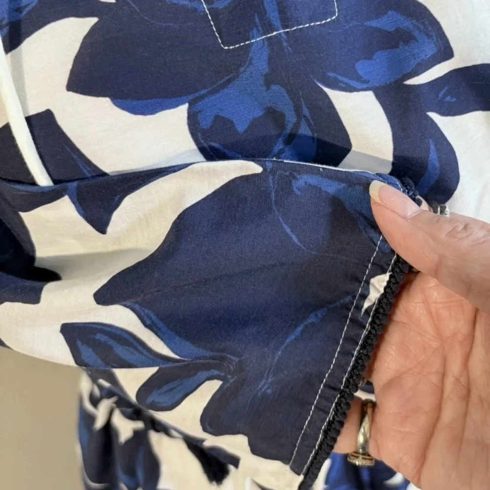 Draper James Sea Pines Cotton Silk Floral Tie Waist Cover Up Pockets XXS💚